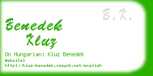 benedek kluz business card